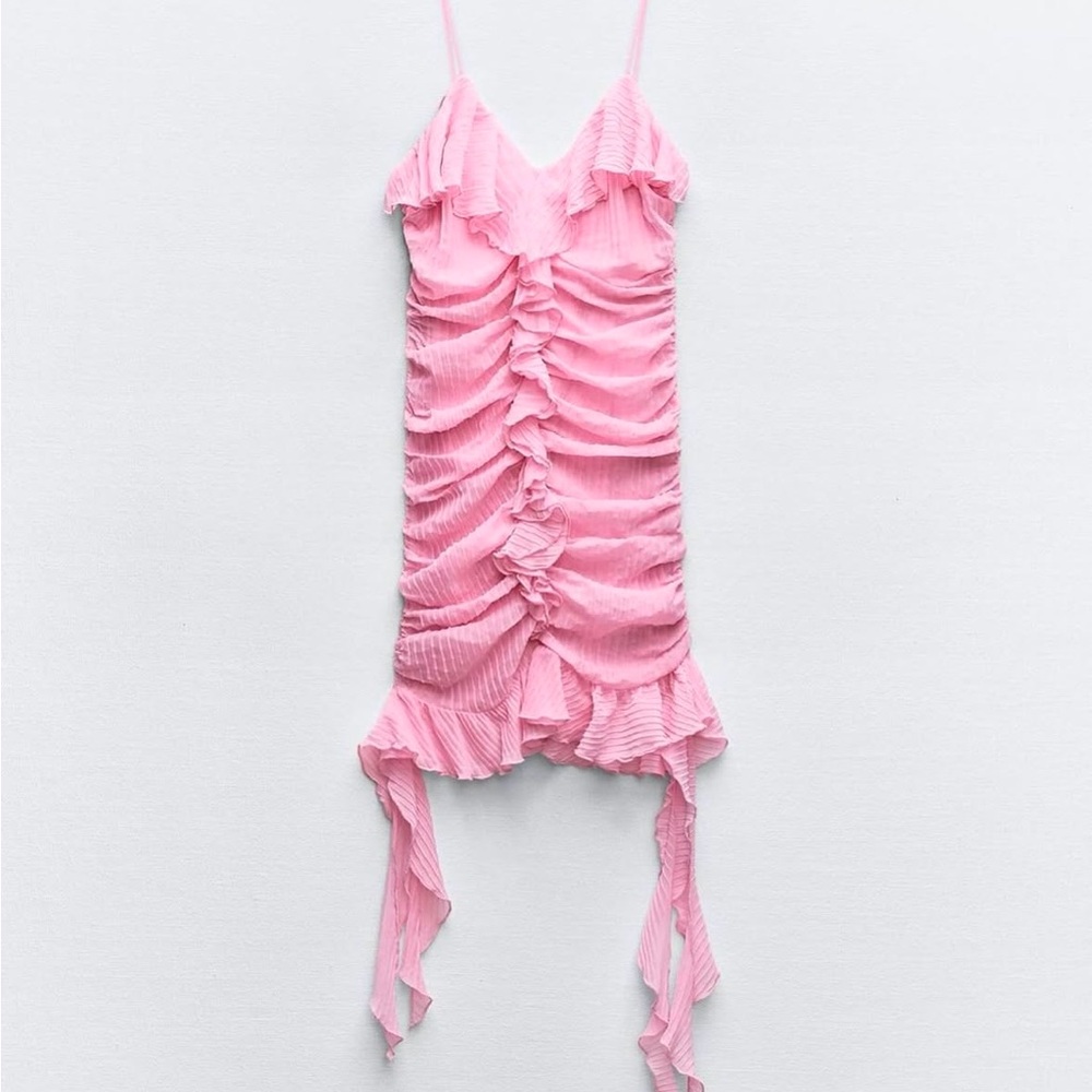 Zara Pink Ruffled Mini Dress - Picture 2 of 3
